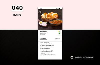 DAY-040 RECIPE 100 days ui 100days 100daysofui appdesign daily ui challenge design figma recipe recipe design recipe ui ui ui design user interface ux