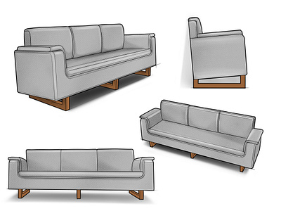 Sofa Product design sketch 3d modeling 3d rendering 3d sketch chair design design procreate product design product sketch sketch sofa design ui