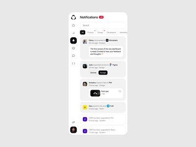 Sidebar chat clean design interface minimal minimalist notification platform product sidebar ui ux