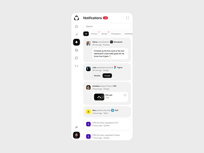 Sidebar chat clean design interface minimal minimalist notification platform product sidebar ui ux