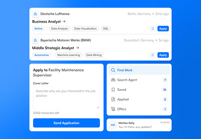 Job matching platform app chat clean components design interaction interface layout navigation product tag typography ui ux web