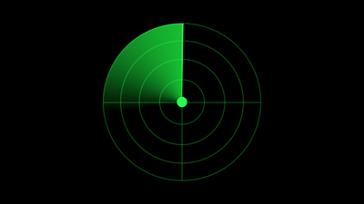 Green Radar wave signal looping animation on Black Background loop