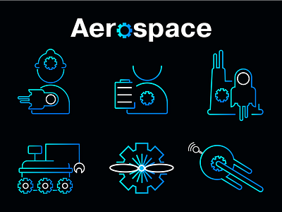 Icons for aerospace design icons illustration vector