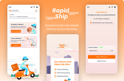 RapidShip - Fast and Reliable Parcel Delivery app courier management delivery fast delivery instant booking interactive design intuitive parcel rapidship ui user friendly