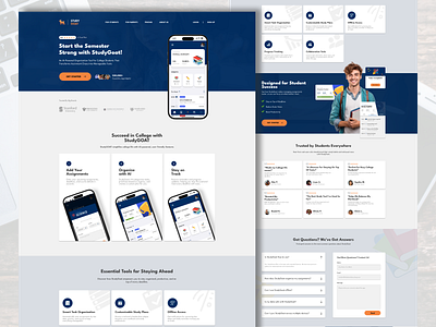 AI-Powered Study Organizer for Students – StudyGoat Redesign landing page saas ui ux web design