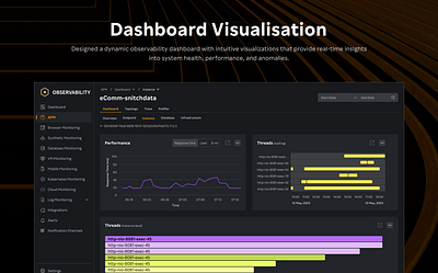 Application Performance Monitoring apm card charts dashboard different graph graphical representation interesting logs metrics observability representation traces ui design ux design visualisation