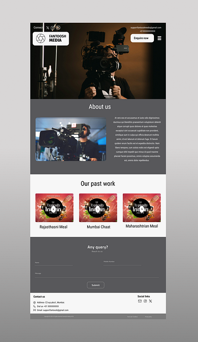 Media Production Website - Landing page design homepage landingpage marketresearch mediaproduction onlinepresence productionhouse prototype ui uidesigner userinterface userresearcher ux webpage website