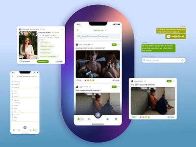 "ReSource" Mental Help App/for IOS app communication content dark design healthcare help ios light medical mentalhealth popular product psychologist research theme therapist ui uiux ux