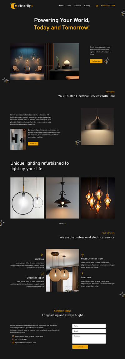 Electrify It - An electrical webpage branding design electrical electricalwebsite electricity electrifyit logo ui uiux ux webdesign website