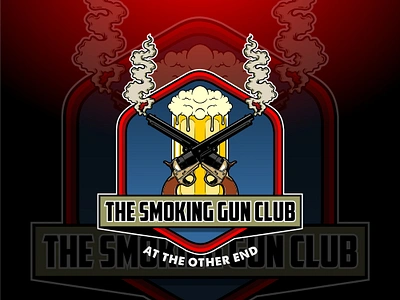 THE SMOKING GUN CLUB beer firearm gun logo restaurant smoke