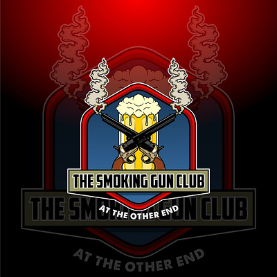 THE SMOKING GUN CLUB beer firearm gun logo restaurant smoke