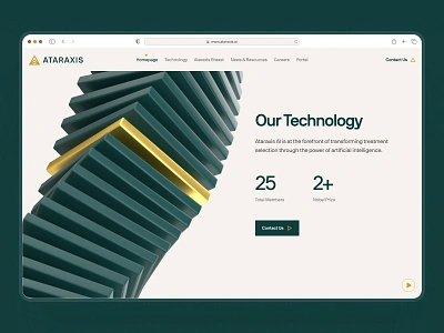 ataraxis.ai - AI Precision Medicine - Technology Page UIUX 3d abstract ai drug discovery ai precision medicine biotech biotech landing page biotech web design biotech website biotechnology clean drug discovery website gold green minimal modern precision medicine website responsive website soft technology page webflow