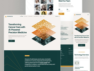 ataraxis.ai - AI Precision Medicine - Webflow Homepage UIUX ai drug discovery ai precision medicine biotech biotech landing page biotech web design biotech website biotechnology clean drug discovery website gold green hero section machine learning website minimal modern precision medicine precision medicine website responsive website soft webflow