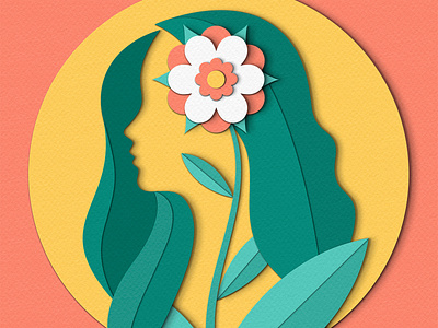 Growth art design editorial flower growth illustration leaves magazine mental health paper craft plant profile silhouette woman