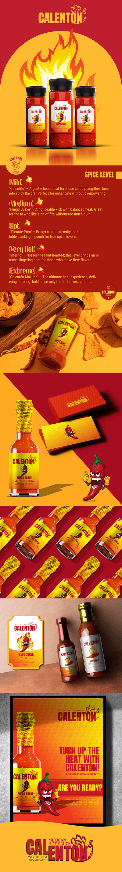 Calenton -mexican hot sauce branding graphic design logo