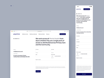 Psyomics: Mental Health Care contact us form mental health minimalistic responsive ui design web design