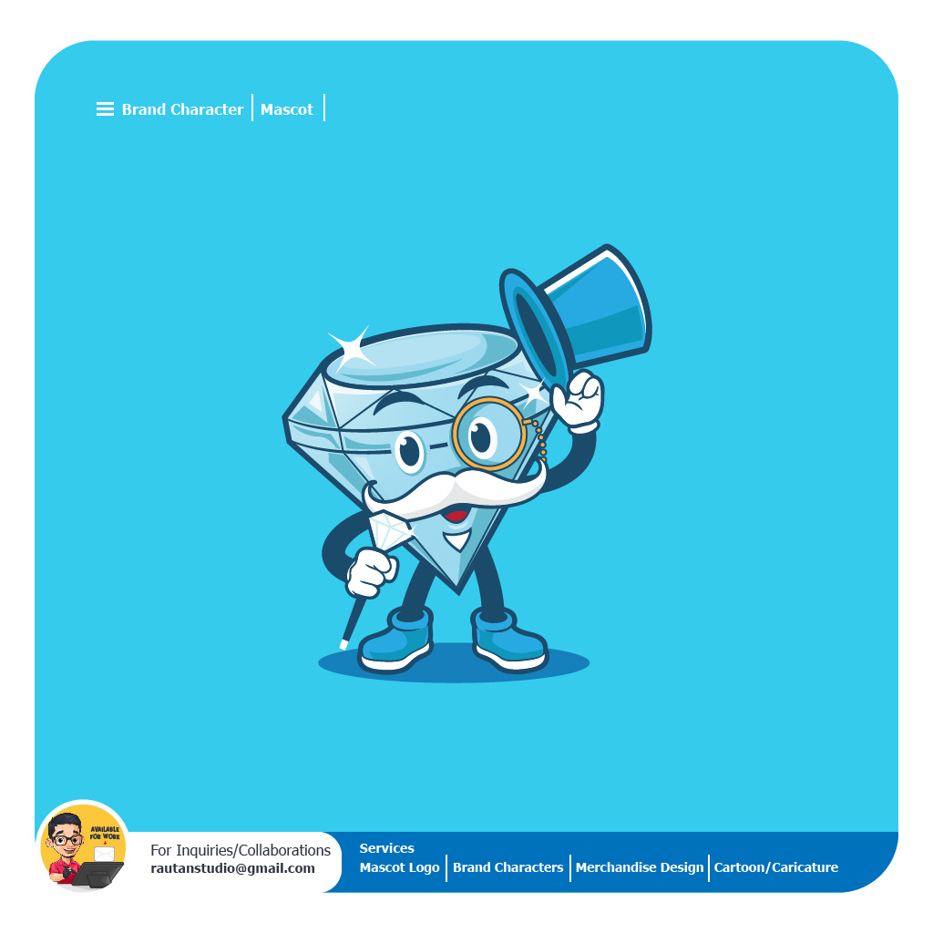 Sir Diamond branding cartoon character illustration logo mascot