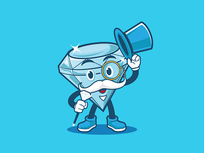 Sir Diamond branding cartoon character illustration logo mascot