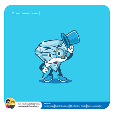 Sir Diamond branding cartoon character illustration logo mascot