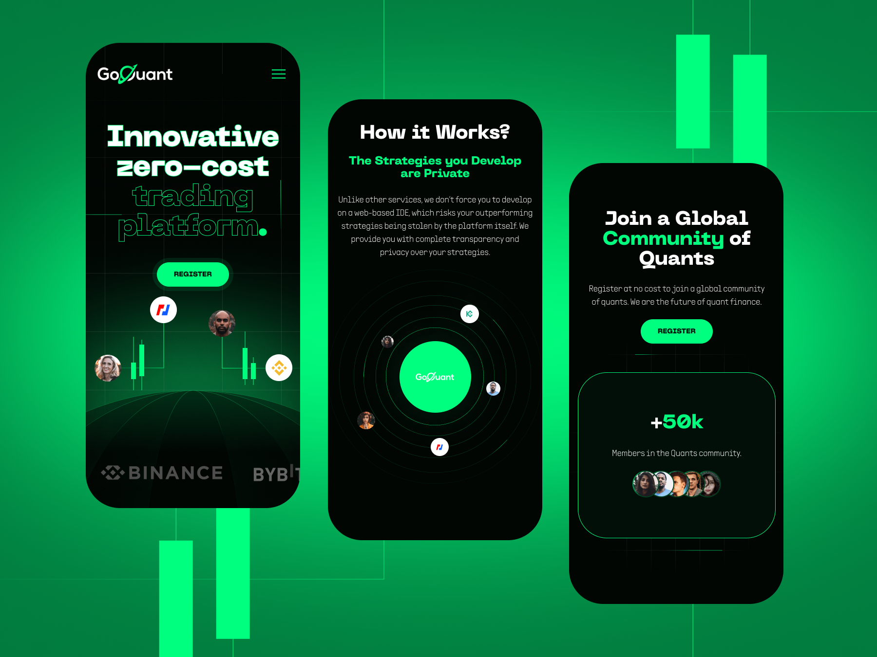 Go Quant Trading Platform branding crypto landing page crypto website design figma graphic design illustration landing page ui ui ux design