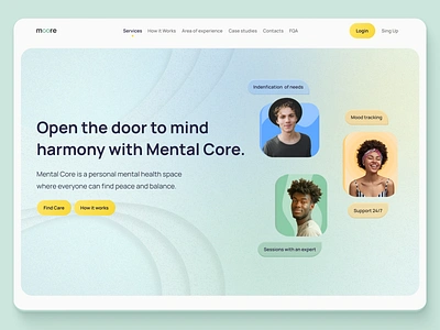 Mental care - landing page health interface landingpage mentalcare mentalhealth product productdesign ui userexperience userinterface ux