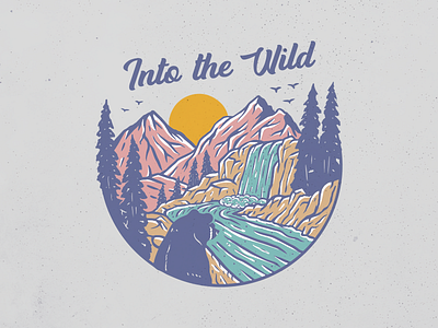 Into the Wild adventure animal apparel bear branding camping forest hiking holiday jungle mountain national park nature outdoors river t shirt t shirt design wanderlust wild wildlife