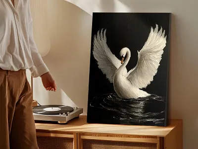 Black Swan Retro Painting Poster or Canvas Art print