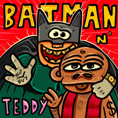 "BATMAN N' TEDDY" @ https://x.com/batmanandteddy art batman branding color pencil comics crypto design draw dream fun illustration logo memecoin story super hero water ink x