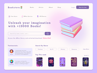 Bookstore website animation books bookstore colors palette ui ux web website