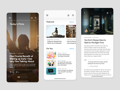 News & Blog Mobile App article blog blog app breaking news bulletin feed minimal design mobile ui design news newsfeed newsletter newspaper reading social app social media trending