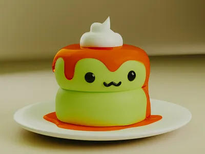 3D Japanese Souffle Pancakes 3d graphic design
