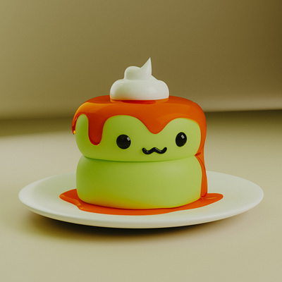 3D Japanese Souffle Pancakes 3d graphic design