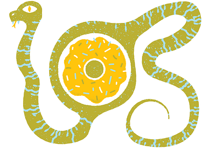 snake eating a donut by James Olstein conceptual illustration editorial editorial illustration illustration james lstein illustration james olstein jamesolstein.com texture vector