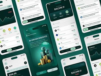 AI-Driven Financial Insights App ai driven finance app fintech app for advisors fintech mobile app investment management ux minimalist financial insights product design real time financial data real time financial insights wealth management app