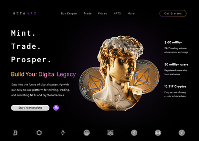 NFT and Crypto Currencies Exchange Website Design crypto ui ux website