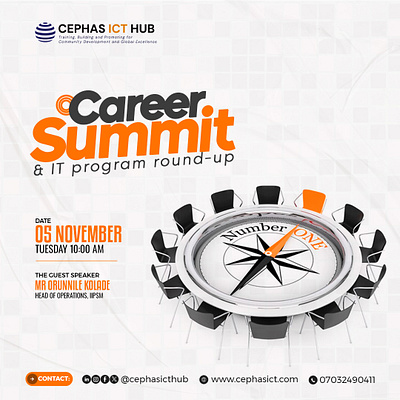 Career Summit 3d branding career cephas design flyer graphic design hub ict logo summit tech typography vector