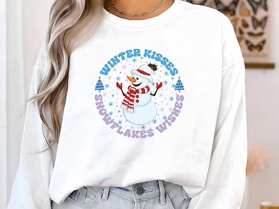 Winter Sweatshirt Design christmas sweatshirt graphic design illustration design snowman sweatshirt vintage sweatshirt winter vibes winter woman t shirt