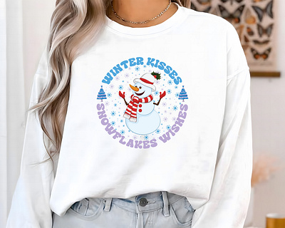 Winter Sweatshirt Design christmas sweatshirt graphic design illustration design snowman sweatshirt vintage sweatshirt winter vibes winter woman t shirt