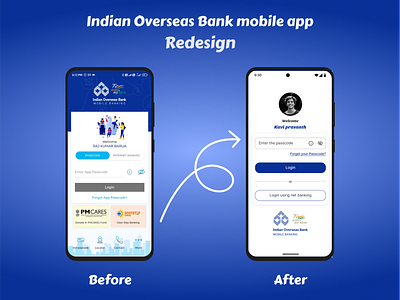 Revamping The IOB Mobile appredesign cleandesign digitalbanking minimaldesign mobileappdesign uiux userexperience