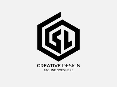 SL Hexagon Lettermark Logo Design 3d branding graphic design logo structural design.