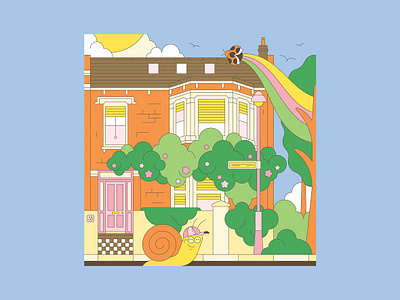 Neighbourhood Series pt 018 apartment architecture beatle beetle bug flat home house illustration illustrator lady beetle lady bird lady bug local london neighbourhood rainbow united kingdom vector victorian