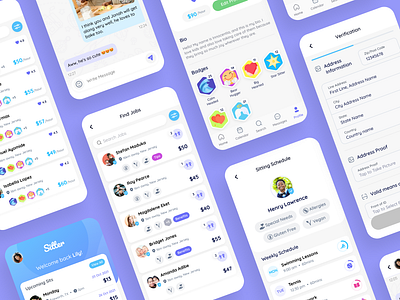 Sitter Mobile App UI app baby care babysitter chat illustration minimal mobile mobile app product design sitter ui design ui ux