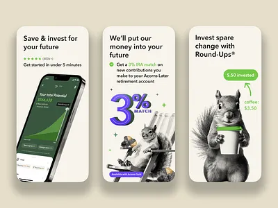 App Store Screenshot inspiration from Acorns - AppLaunchpad app app screens app store app store screenshot branding design mockup generator mockup tools