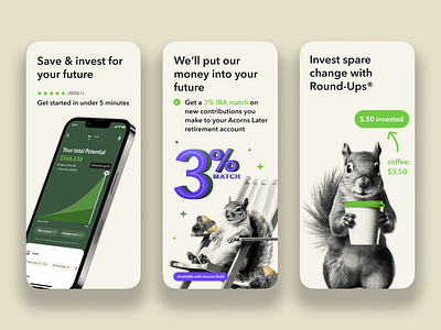 App Store Screenshot inspiration from Acorns - AppLaunchpad app app screens app store app store screenshot branding design mockup generator mockup tools