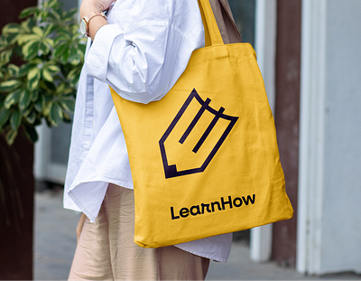 LearnHow — logo and brand identity brandbook branding education graphic design kv logo pencil yellow