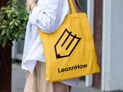 LearnHow — logo and brand identity brandbook branding education graphic design kv logo pencil yellow