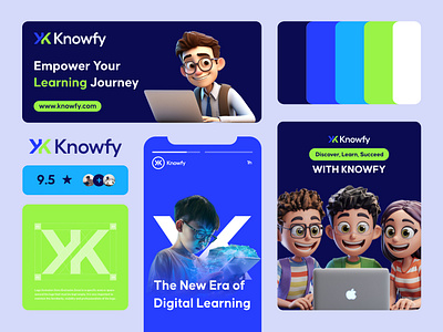 Knowfy - Educational App Brand Identity branding design education graphic design illustration illustrator logo logo design typography ui ux vector