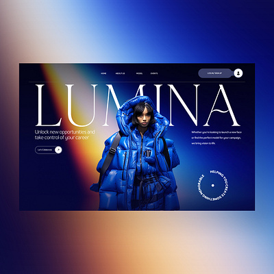 Lumina Web Ui Landing Shot ai ai fashion branding design digital art graphic design illustration midjourney model agency modelling photography ui ui design ux ux design web design