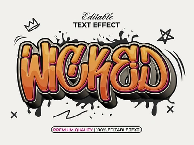 Wicked Text Effect Graffiti Style art design editable font gradient graffiti lettering logo logotype mural street style text effect type typeface typography vector