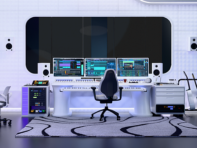 Modern Record Studio 3d ai music blender cycles modeling music record studio ui